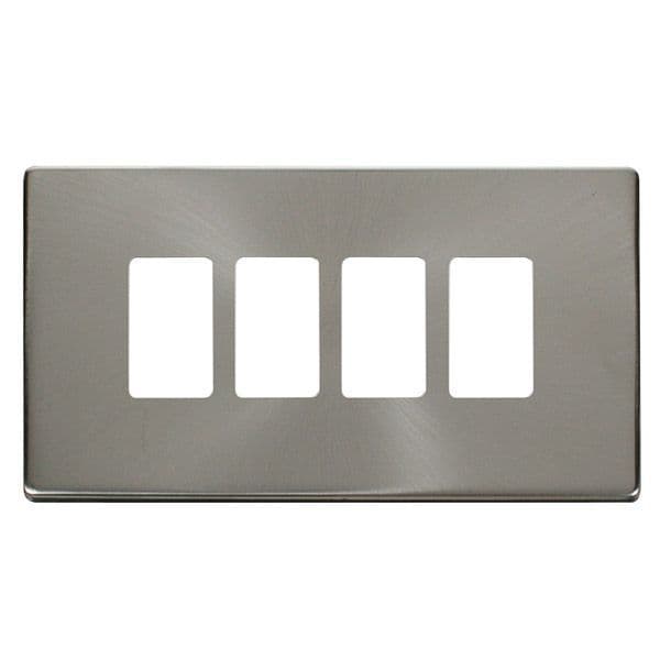 Click Grid Pro SCP20404BS Definity 4 Gang GridPro Frontplate - Brushed ...