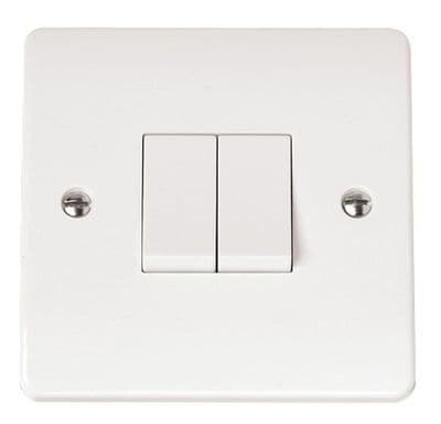 Click Mode CMA012 10AX 2 Gang 2 Way Plate Switch - White