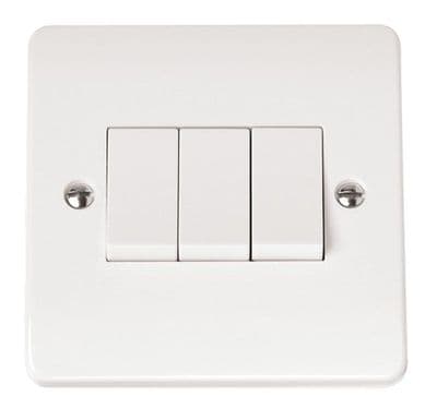 Click Mode CMA013 10AX 3 Gang 2 Way Plate Switch - White
