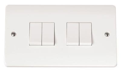 Click Mode CMA019 10AX 4 Gang 2 Way Plate Switch - White