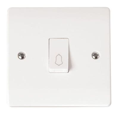 Click Mode CMA027 10AX 1 Gang 1 Way Retractive Switch Bell - White