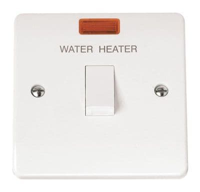 Click Mode CMA042 20A DP Switch With Neon Water Heater - White