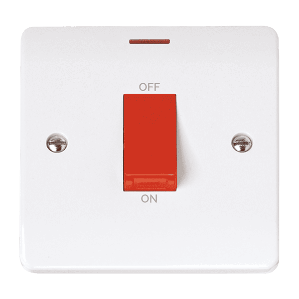 Click Mode CMA2201 50A 1 Gang DP Switch With Red Rocker & Led