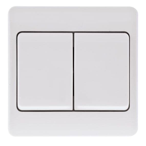 Click Mode CMA812 10AX 2 Gang 2 Way Wide Rocker Switch - White