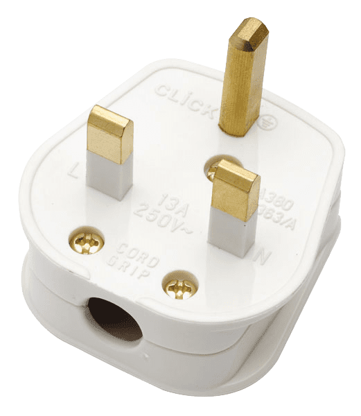 Round. Click Plug Click Plugs PA380WH 13A Fused Non Standard Plug Pack Of 10