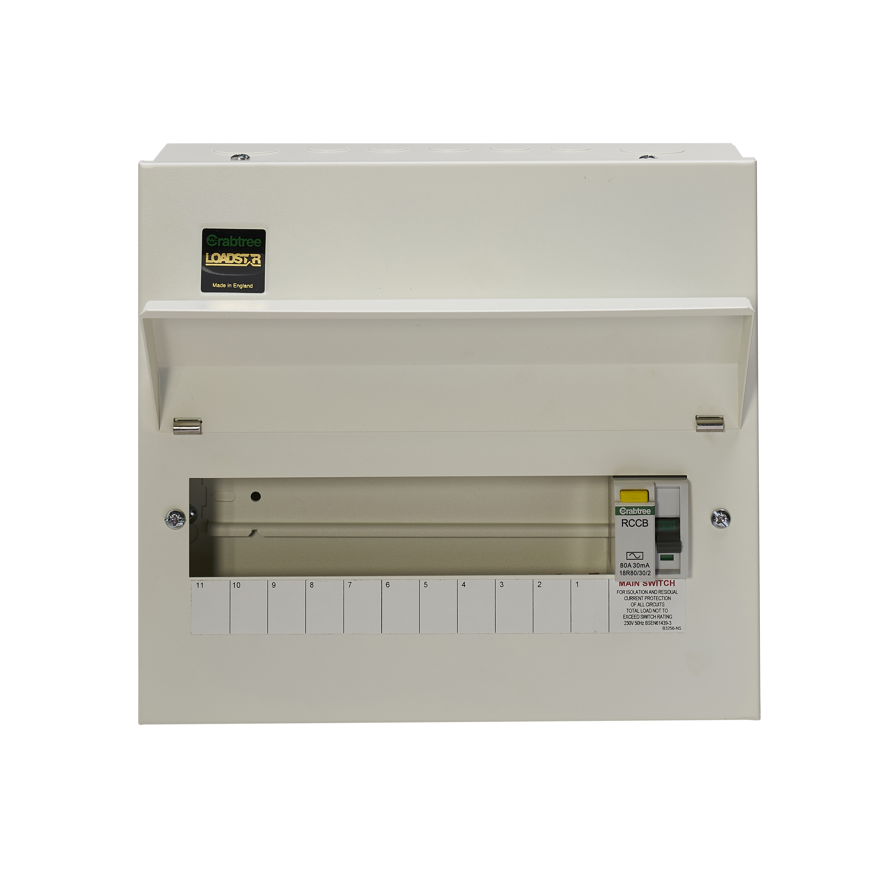 Crabtree 18MR11/80/30 Loadstar 11 Way Consumer Unit RCD Incomer 80A ...