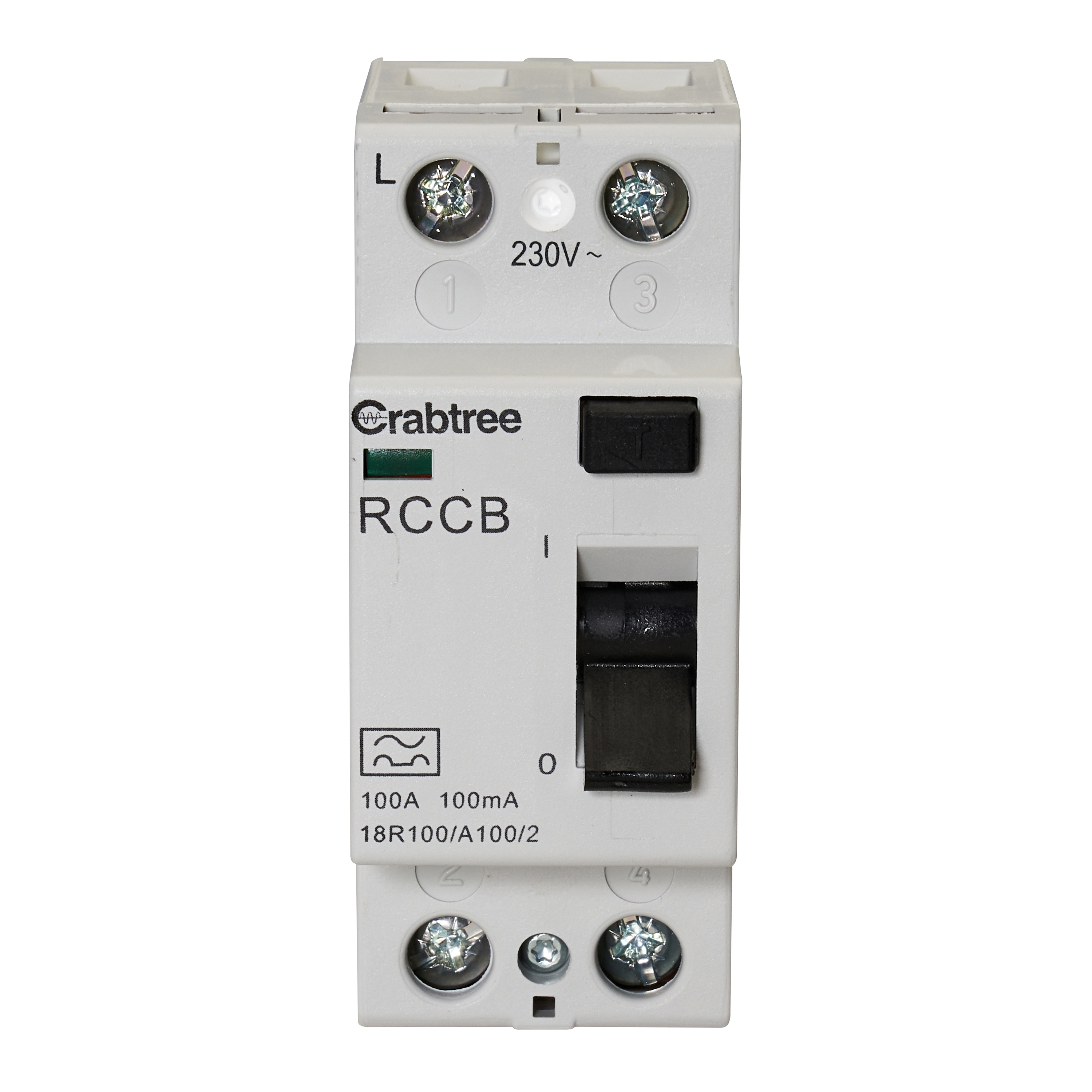 Crabtree 18R100/A100/2 Loadstar 100A 100mA DP Type A RCCB