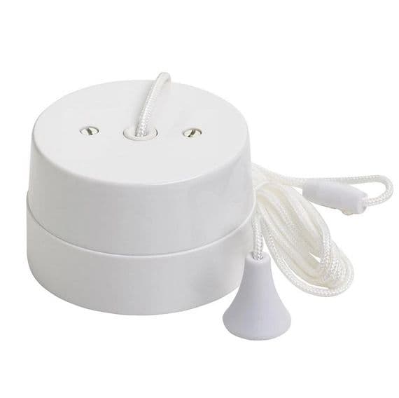Crabtree 2161 White 1 Gang 1 Pole 2 Way Ceiling Pull Switch 16A