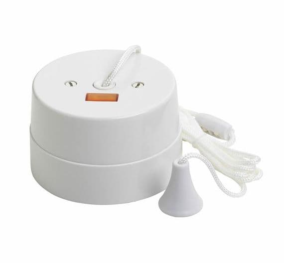 Crabtree 2163 16A Double Pole 1 Way Ceiling Switch White with Neon