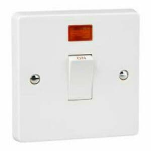 Crabtree 4013/3 White Double Pole Switch With Neon 32A