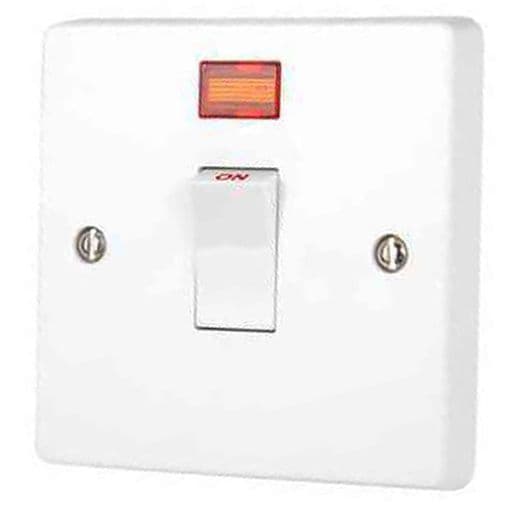 Crabtree 4015/3  White Moulded Double Pole Switch With Neon 20A