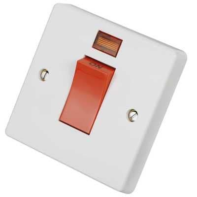 Crabtree 4016/3 White Double Pole Switch With Neon 45A