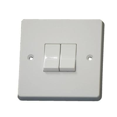Crabtree 4172 White Moulded 2 Gang 2 Way Single Pole Plateswitch 10A