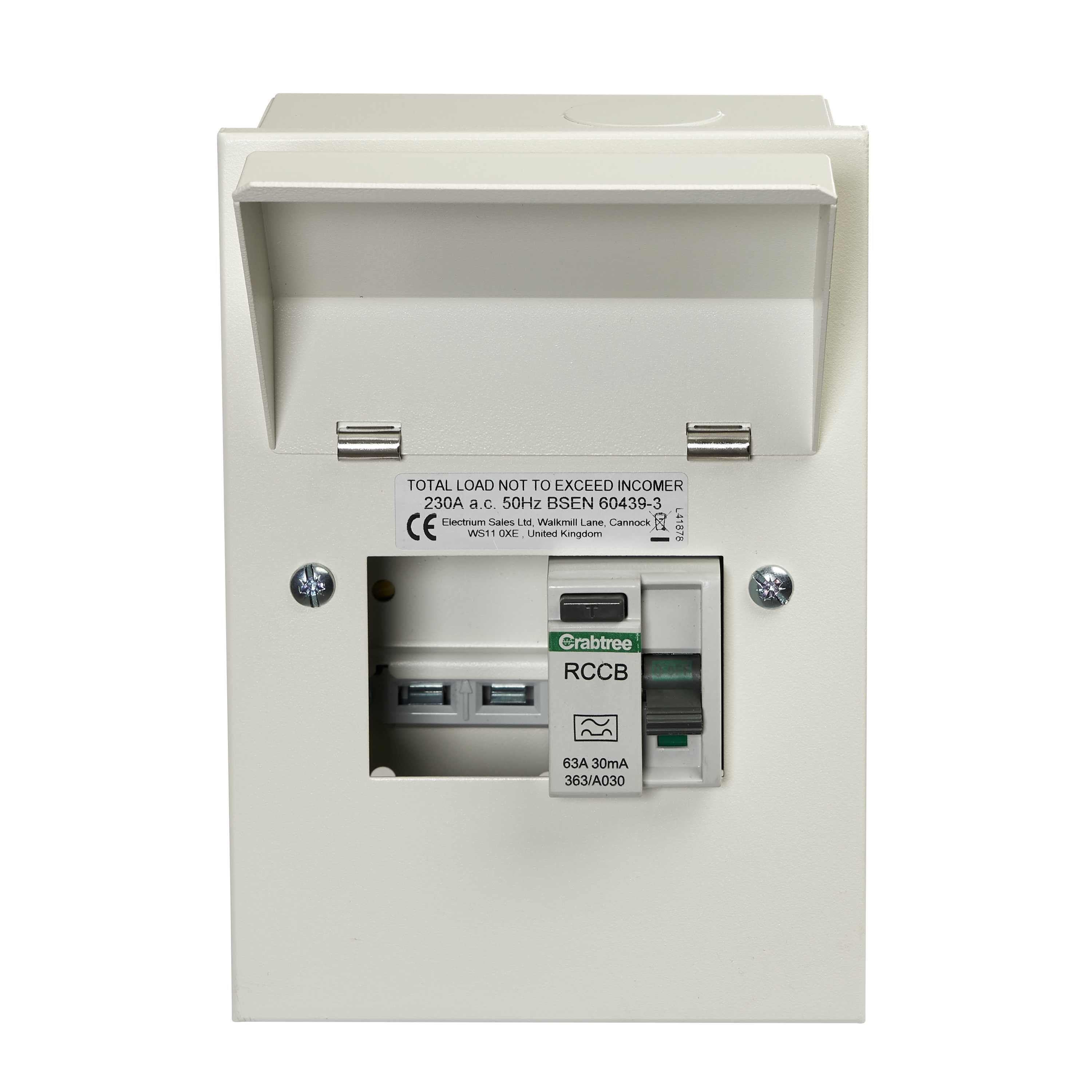 Crabtree 502/363B Starbreaker 2 Way Consumer Unit RCD Incomer 63A 30mA