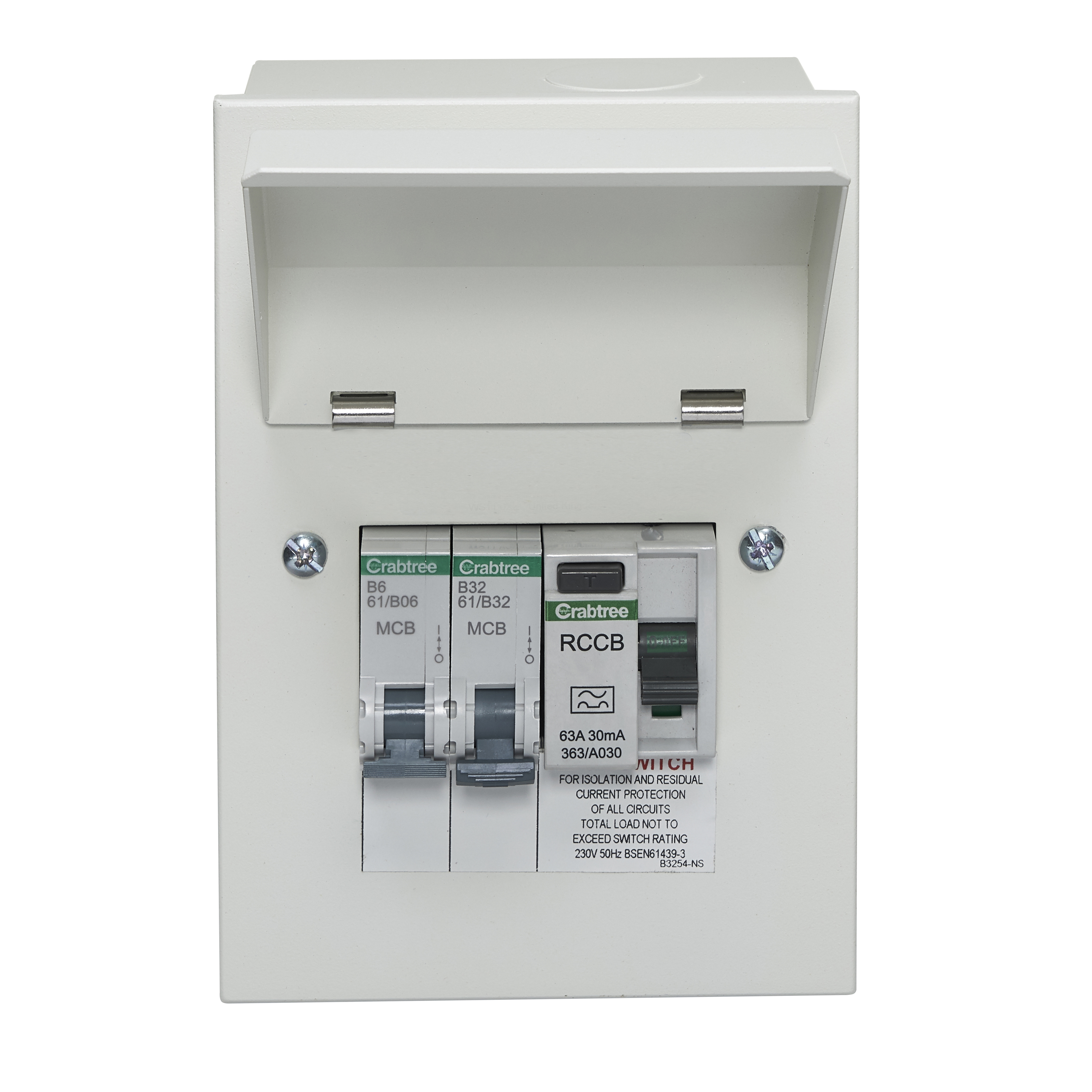 Crabtree 502/363GU Starbreaker 2 Way Consumer Unit RCD Incomer 63A 30mA ...