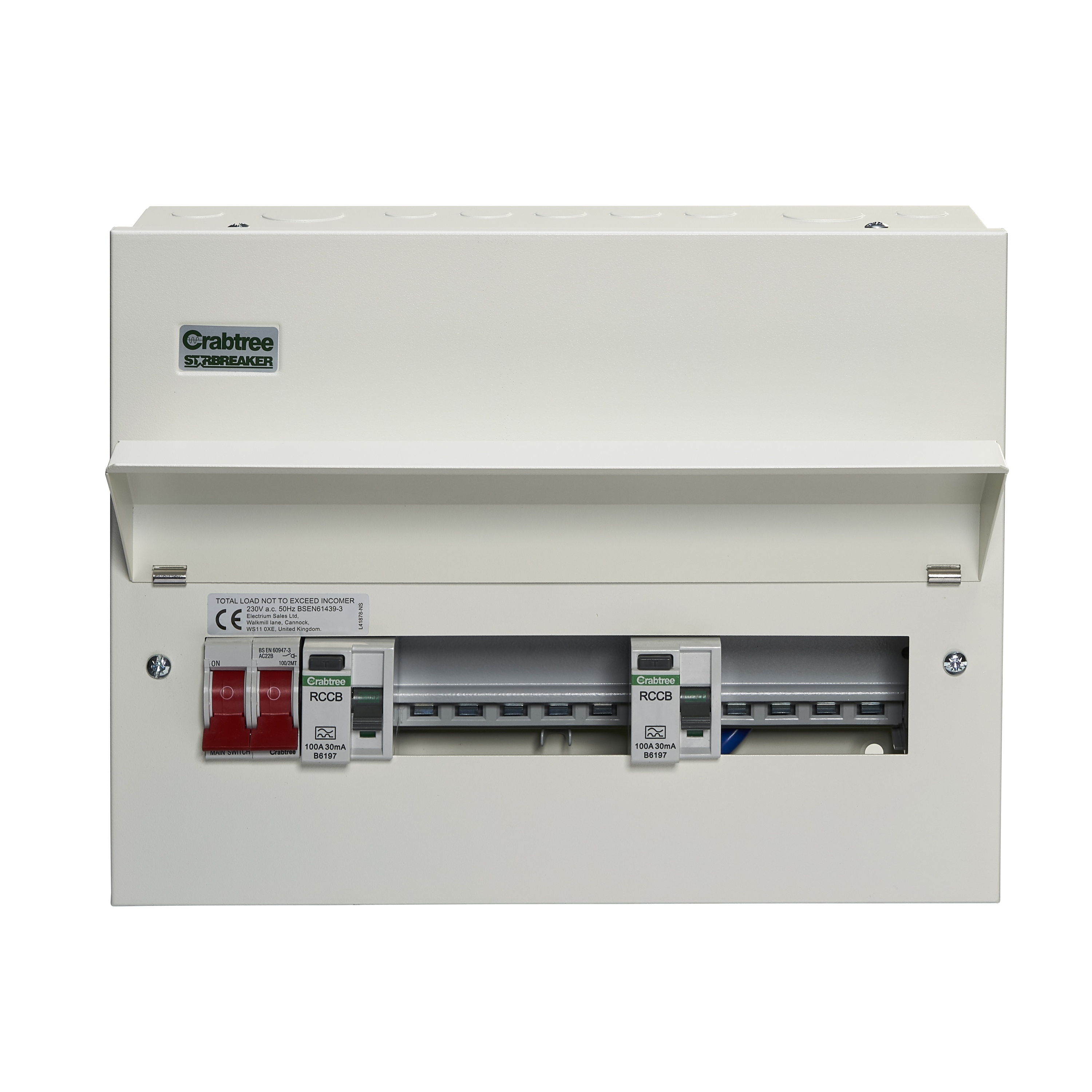 Crabtree 509/2135134B Starbreaker 9 Way Dual RCD Consumer Unit 100A ...