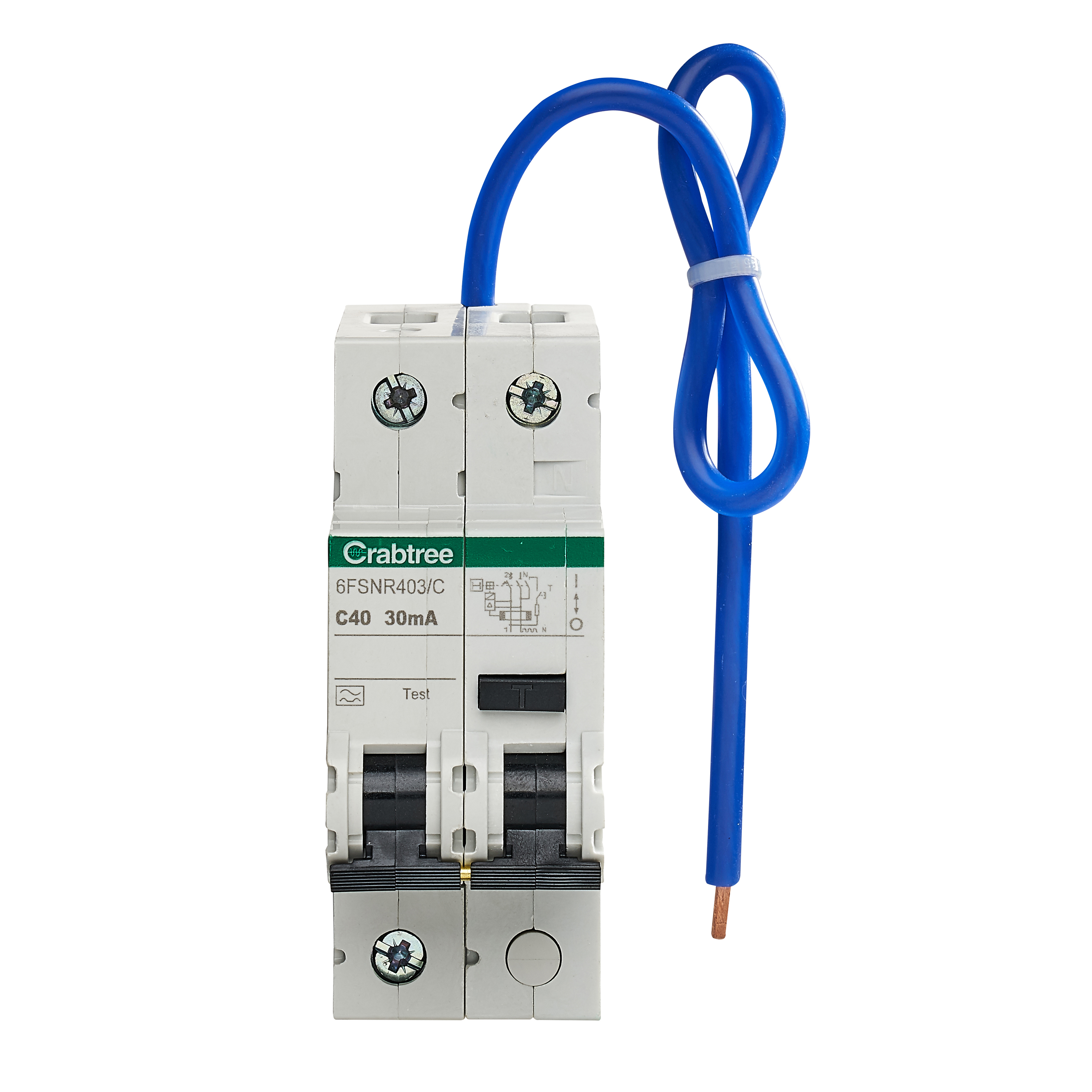 Crabtree 6FSNR403/C Loadstar 40A 30mA SPSWN C Curve 6kA Type A 2 Module ...