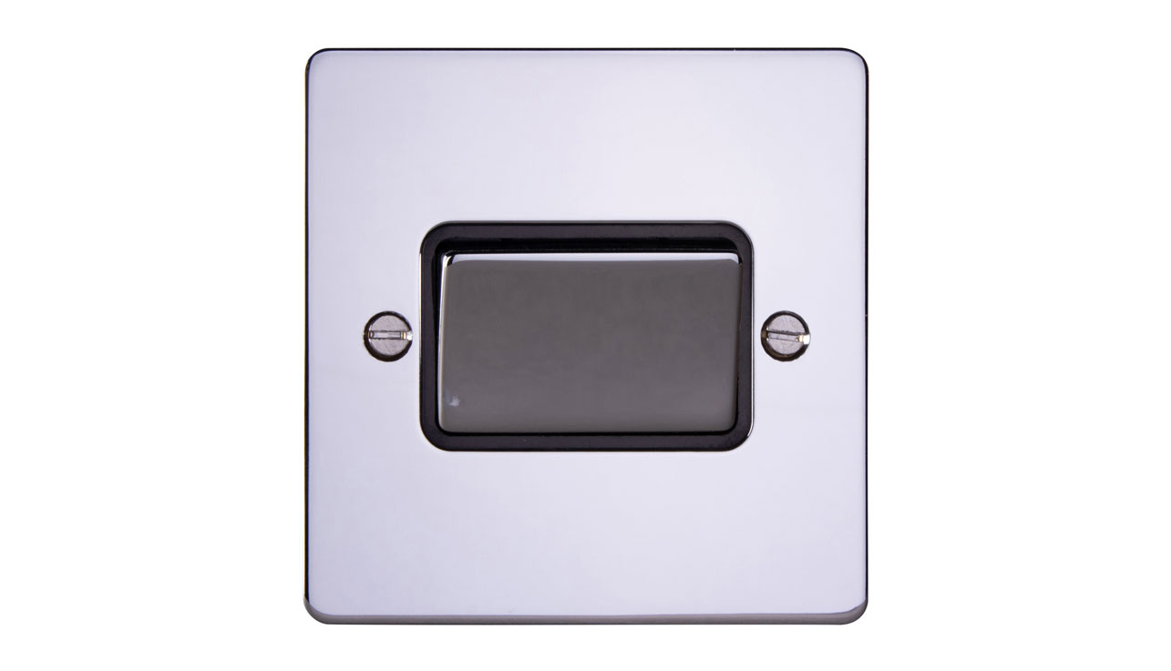 Deta 8107CHB Ultra Flatplate 3 Pole Fan Isolator 10A Chrome Black Insert Box Of 5