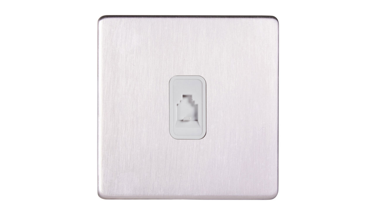 Deta 8585SSW Ultra Screwless Single RJ11 Telephone Outlet Stainless ...