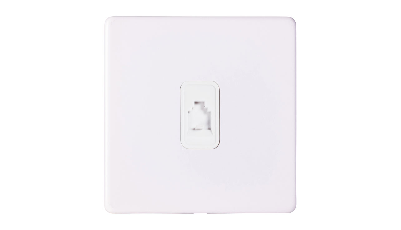 Deta 8585WHW Ultra Screwless Single RJ11 Telephone Outlet White Box Of 5