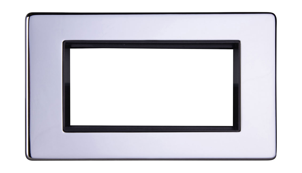 Deta 8589CHB Ultra Screwless Four Module Data Plate Chrome Black Insert ...