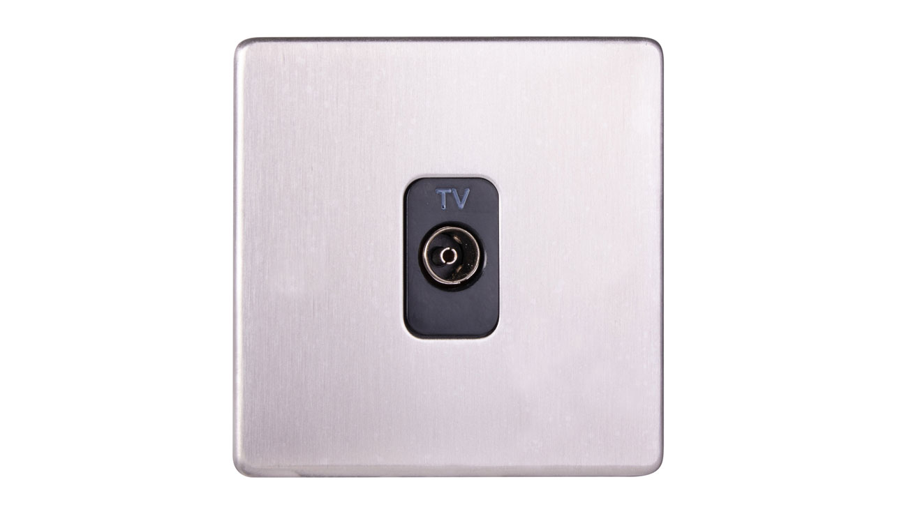 Deta 8591SSB Ultra Screwless Single Coaxial Isolated Outlet Stainless ...