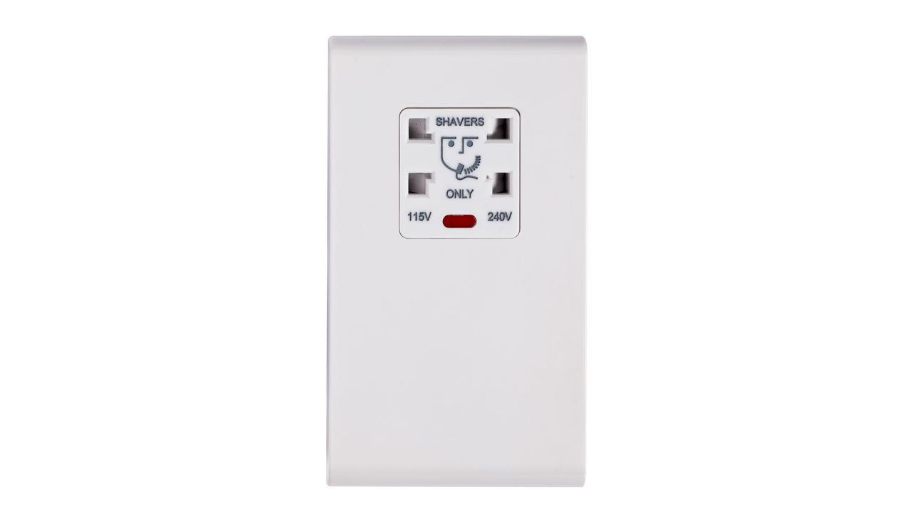 Deta 8671WHW Slimline Screwless Dual Voltage Shaver Socket with Neon White