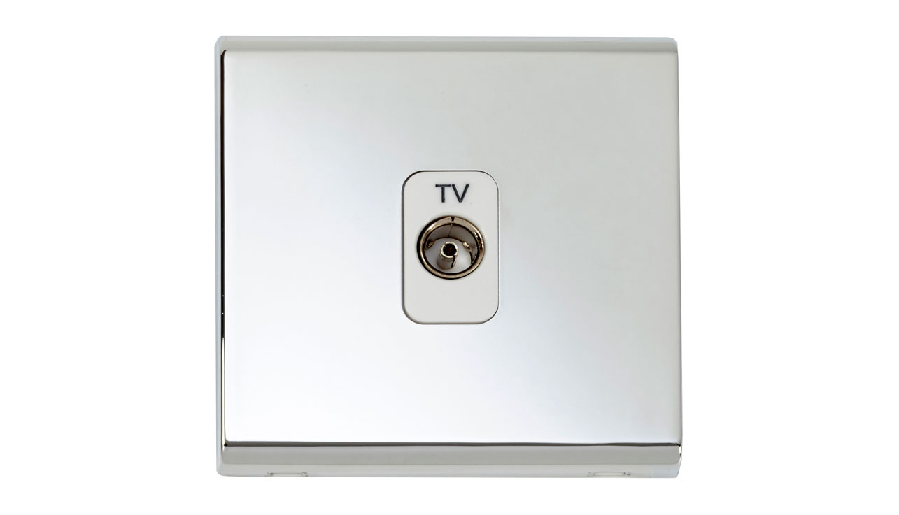 Deta 8691CHW Slimline Screwless Single Coaxial Isolated Outlet Chrome ...