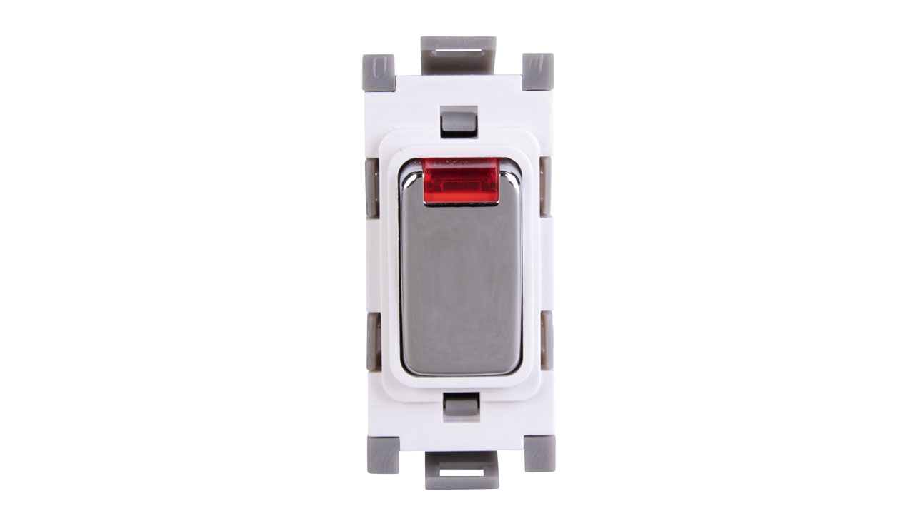Deta G3515CHW Grid Switch 20A DP Neon Chrome White Insert Box Of 10
