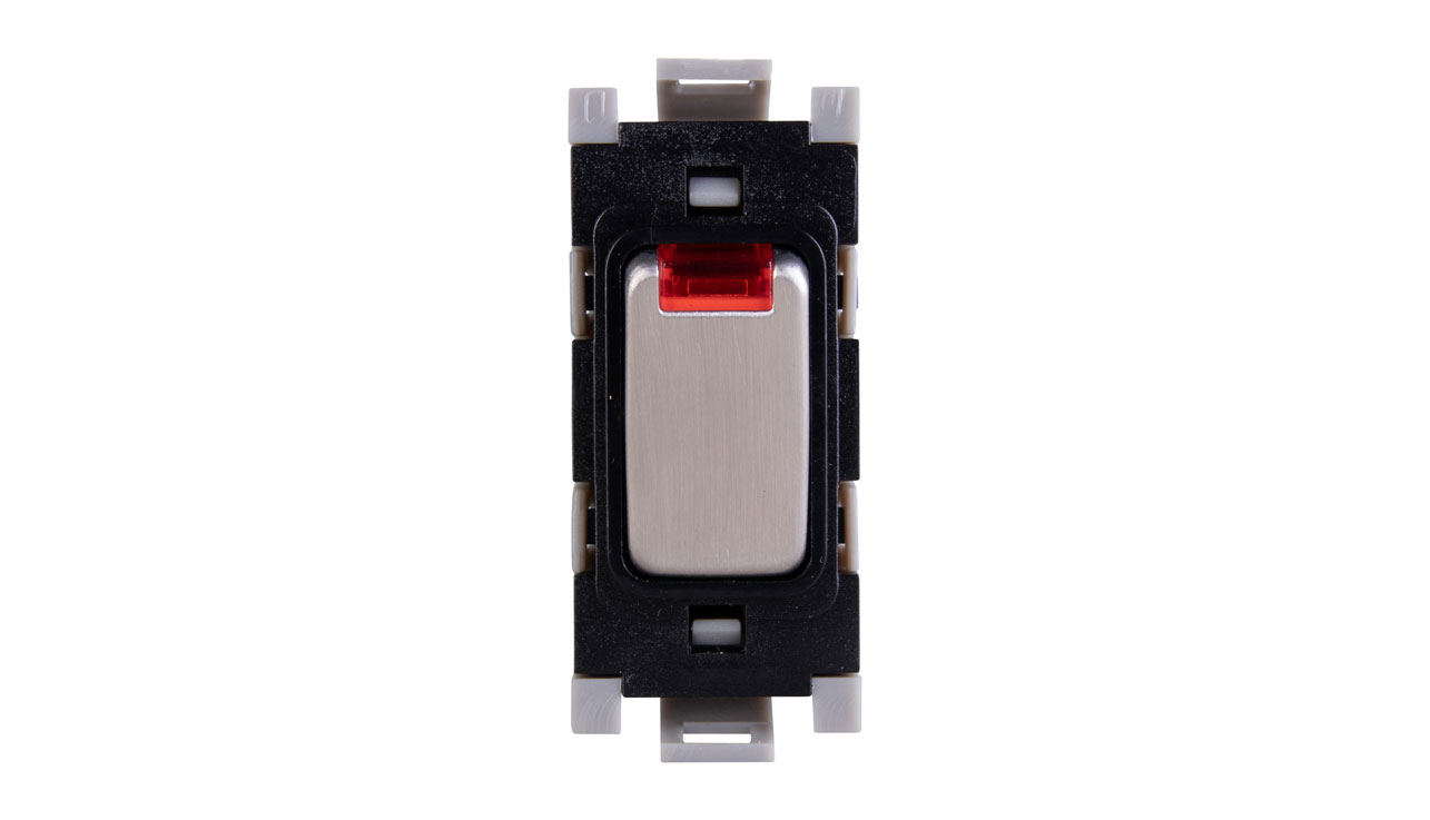 Deta G3515SSB Grid Switch 20A DP Neon Stainless Steel Black Insert Box ...
