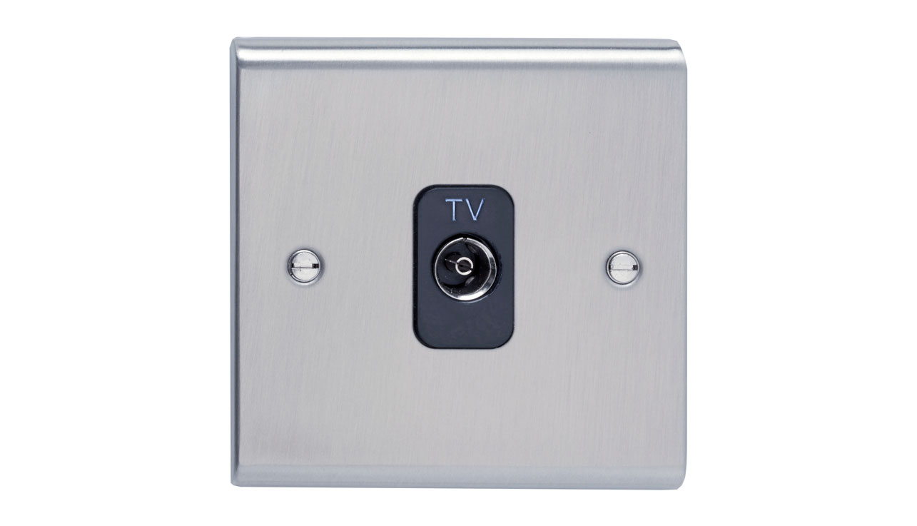 Deta SD1264SSB Slimline Decor Single Coaxial Isolated Outlet Stainless ...