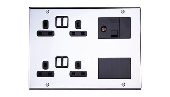 Deta SD1978CHB Slimline Decor Media Plate with Data Modules Chrome ...