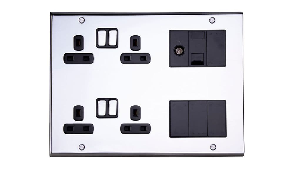 Deta SD1978CHB Slimline Decor Media Plate with Data Modules Chrome ...