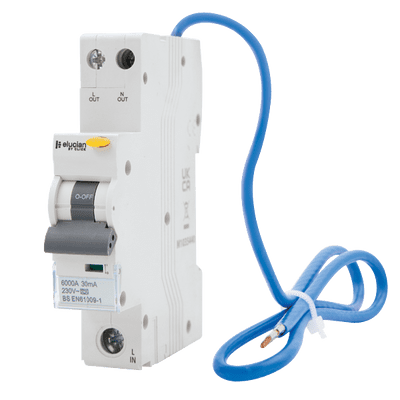 Elucian CU1RCBO10B 1 Pole 6KA B Curve 10A RCBO 30MA A Class