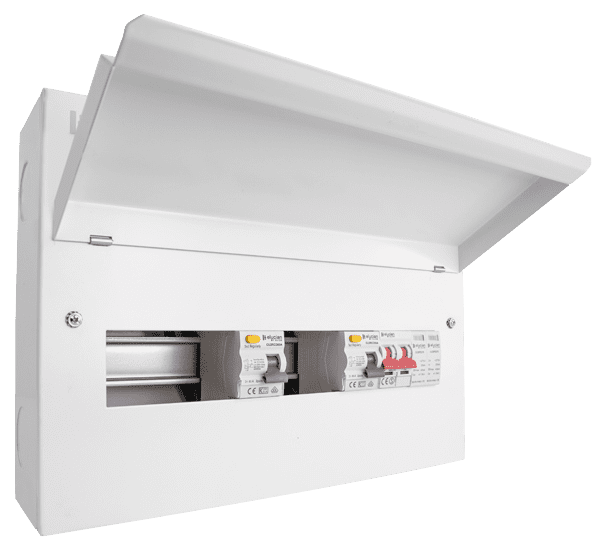 Elucian CUEB16MSRCDSP8 16 Way Consumer Unit 100A Main Switch 2X80A RCD And 2P SPD Elucian CUEB16MSRCDSP8 16 Way Consumer Unit 100A Main Switch 2X80A RCD And 2P SPD