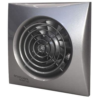 Envirovent SIL100ST Silent Axial Silver Extractor Fan 100mm Model With Backdraft Shutter & Timer