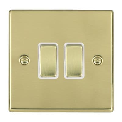 Hamilton 71R22PB-W Hartland Polished Brass 2G 10AX 2 Way Rocker With White Insert
