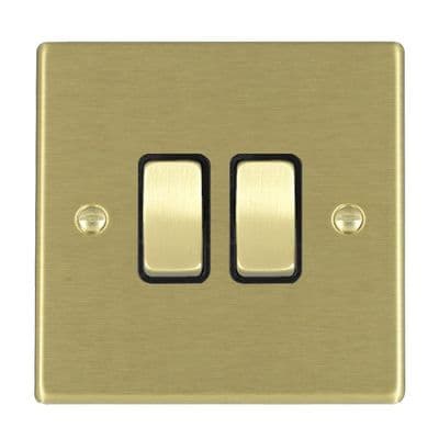 Hamilton 72R22SB-B Hartland Satin Brass 2G 10AX 2 Way Rocker With Black Insert