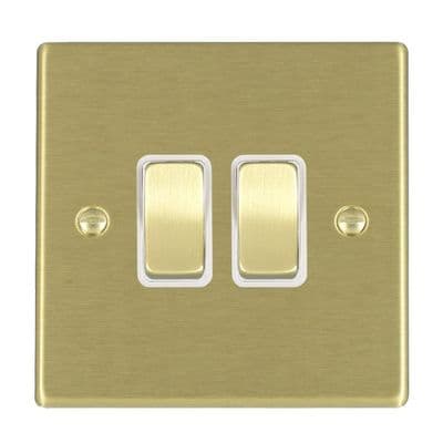 Hamilton 72R22SB-W Hartland Satin Brass 2G 10AX 2 Way Rocker With White Insert