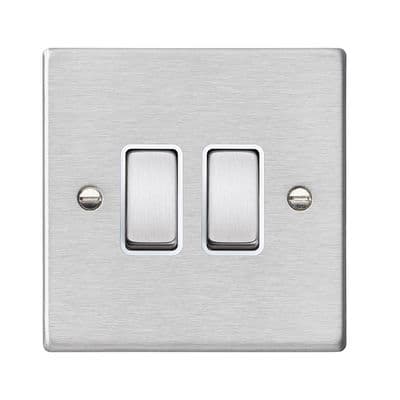 Hamilton 74R22SS-W Hartland Satin Stainless 2G 10AX 2 Way Rocker With White Insert