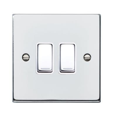 Hamilton 77R22BC-W Hartland Bright Chrome 2G 10AX 2 Way Rocker With White Insert