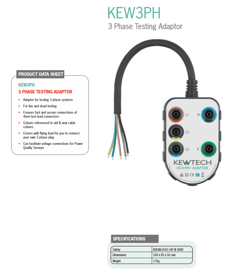 Kewtech KEW3PH 415V Three-Phase Testing Adaptor