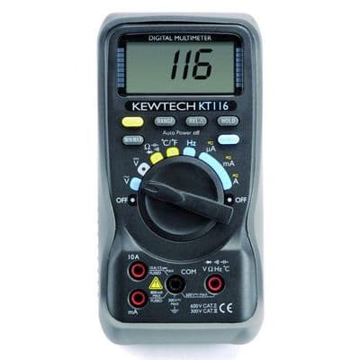 Kewtech KT116 Digital AC/DC 10A 600V Multimeter With Temperature Measurement