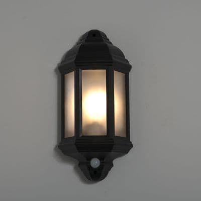 KSR Lighting KSR1159BLK Manta E27 PIR Half Lantern Black