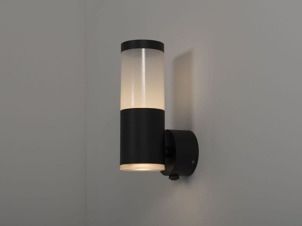 KSR Lighting KSR1389 Bari 2x5W 3000K LED Wall Light C/W Photocell Black