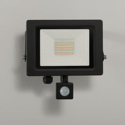KSR Lighting KSR5285BLK Siena CCT 30W LED IP65 Floodlight Black With PIR