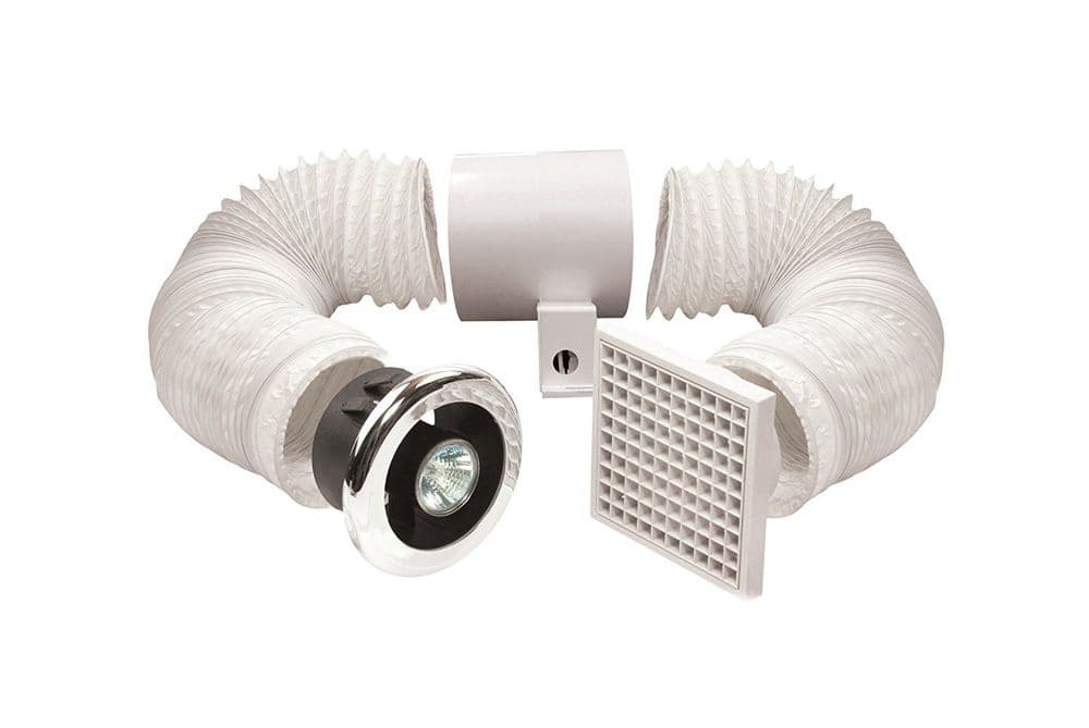 Manrose Primero FDL100C 100mm/4& x22; 12v Inline Axial Extractor Fan Chrome Showerlight