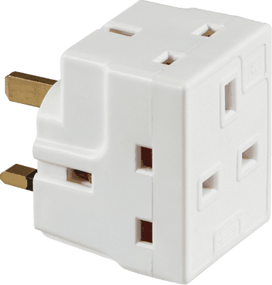 ML Accessories 1375 13A 3-Way Mains Fused Adaptor - 10 Pack