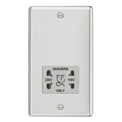 ML Accessories CL89BCG 115-230V Dual Voltage Shaver Socket - Rounded Edge Brushed Chrome