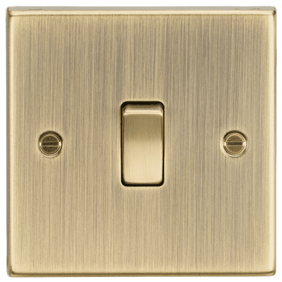 ML Accessories CS834AB 20A 1G DP Switch - Square Edge Antique Brass